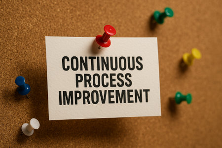 Continuous Process Improvement text pinned on corkboard.の素材