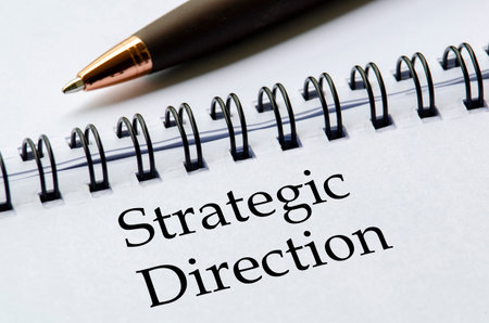 Close up notepad with the heading Strategic Direction written in bold on the pageの写真素材