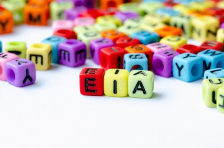 EIA text on multicolored cube representing Environmental Impact Assessment. Conservation conceptの写真素材