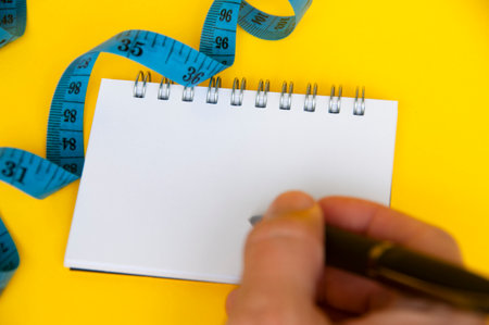 Hand writing on white notepad. Customizable space for text