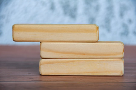 Wooden blocks with customizable space for text or ideas.