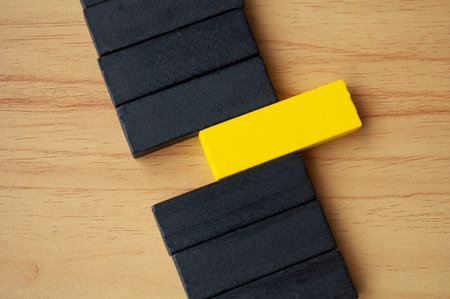 Top view of black and yellow blocks with customizable space for text