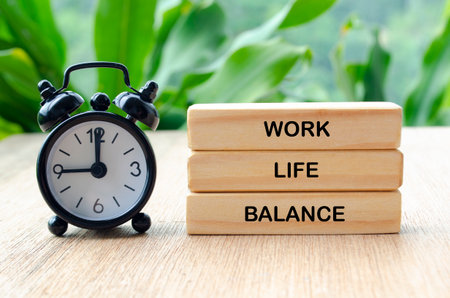 Work life balance text on wooden blocks. Working life balance conceptの写真素材