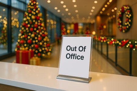 Out Of Office message with wonderful Christmas and Holiday season backgroundの素材