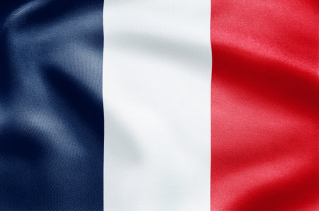 France tricolor national flag with blue white and red vertical stripes.の写真素材