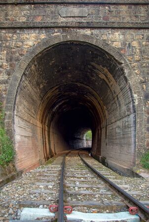 The old tunnel of the railway at the Teatinos paramo  in the highlands of the Andean mountains of central Colombia.の写真素材