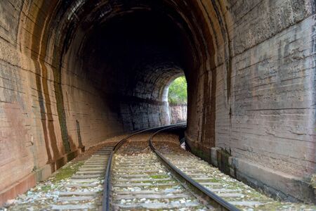 The old tunnel of the railway at the Teatinos paramo  in the highlands of the Andean mountains of central Colombia.の写真素材