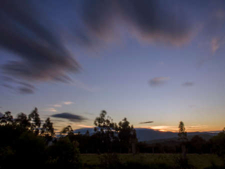 Multiple exposure of some clouds at sunset over the central mountains of Colombia near the town of Villa de Leyva.の写真素材