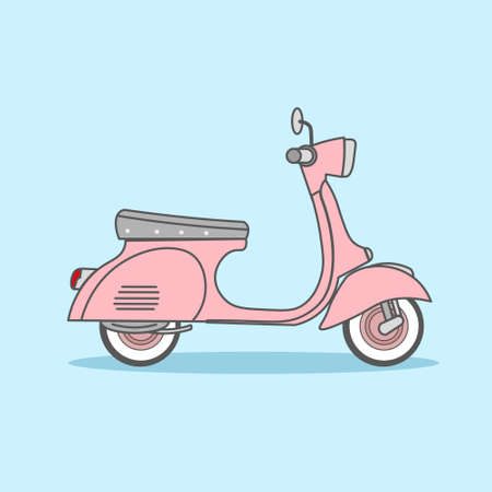 illustration vector graphic of pink scooter vintage retro, good for automotive enthusiastのイラスト素材