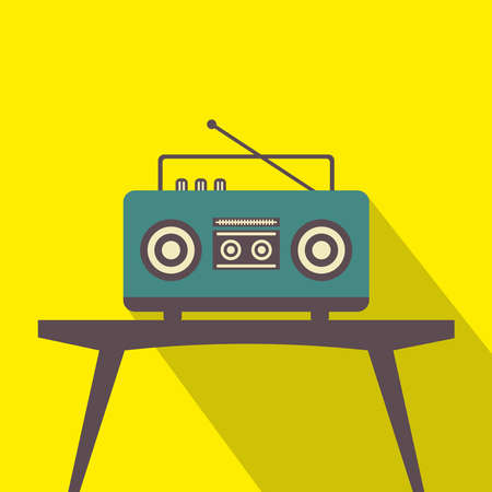 flat design or simple logo of retro vintage radio, suitable for logos, icons or buttons on the web, can also be used as an electronic logo or just a collection of images and wallpapersのイラスト素材