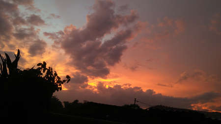 the twilight sky is very beautiful, the atmosphere is comfortableの写真素材