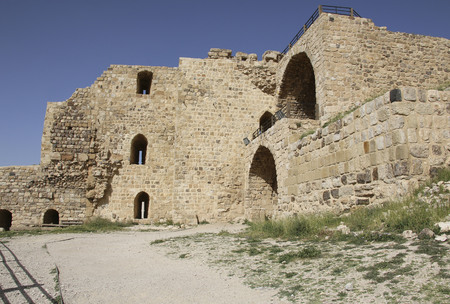 Ruins of the Kerak Castle, a large crusader castle in Kerak (Al Karak) in Jordan