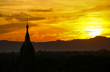 Sunset in Bagan, Myanmar (Burma)の写真素材
