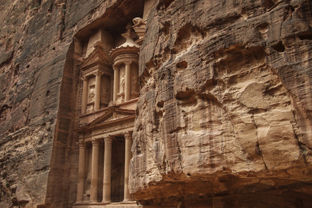 Rocks of Petra and the Al Khazneh or The Treasury at Petra, Jordanのeditorial素材