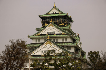 The Osaka castle, a Japanese ancient castle as symbol or landmark in Osaka, Kansai, Japanのeditorial素材