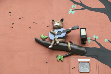 BUSAN, SOUTH KOREA- OCTOBER 17, 2019: Beautiful architecture at Gamcheon Culture Village, Busan, South Korea. Project to modification  the village into a creative community.のeditorial素材