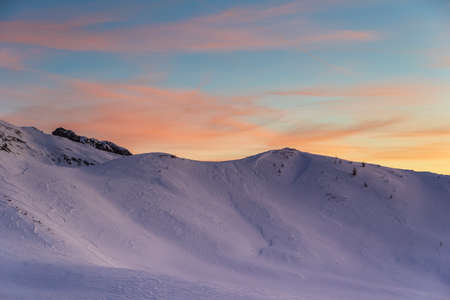 Winter sunset at Giau Pass in the Dolomites