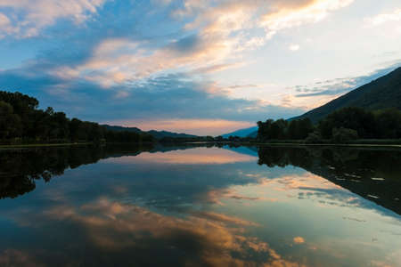 Lakes of Revine at sunset / Veneto / Italyの写真素材