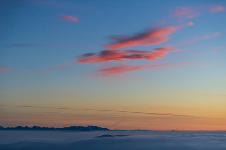 Mount Grappa in Italy / View from the summit at dawn