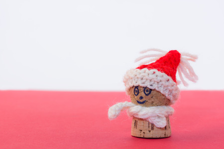Sympathetic corks with Christmas hat to toast the new yearの写真素材