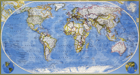 The colored map of the entire planet earth