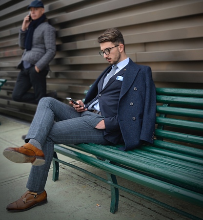 FLORENCE-10 January 2017 Man on the street during the Pittiのeditorial素材