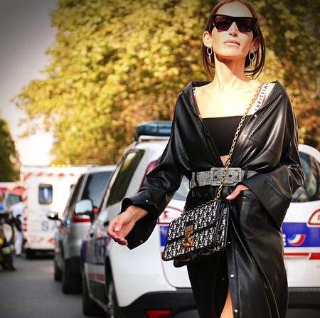 PARIS- 26 September 2017 Woman on the street during the Paris Fashion Week