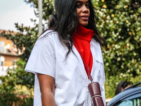 MILAN, Italy- September 19 2018: Jan-Michael Quammie on the street during the Milan Fashion Week.のeditorial素材