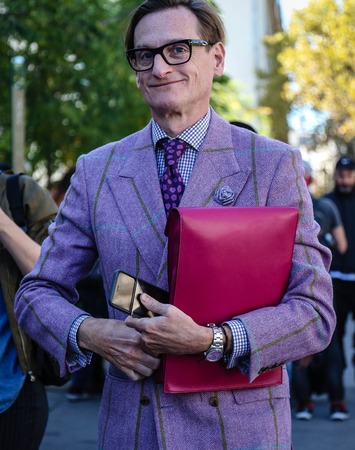 PARIS, France- September 26 2018: Hamish Bowles on the street during the Paris Fashion Week.のeditorial素材