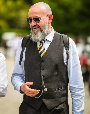 VARESE, Italy - May 22 2022: Men on the street during Gentlemansride in Varese.