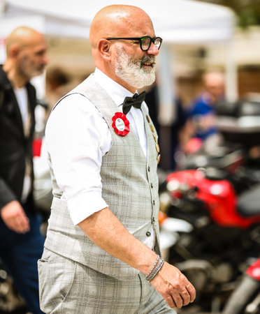 VARESE, Italy - May 22 2022: Men on the street during Gentlemansride in Varese.のeditorial素材