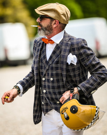 VARESE, Italy - May 22 2022: Men on the street during Gentlemansride in Varese.のeditorial素材