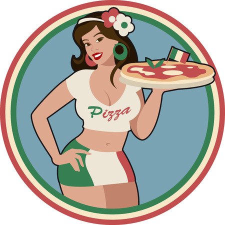 pizza waitressのイラスト素材