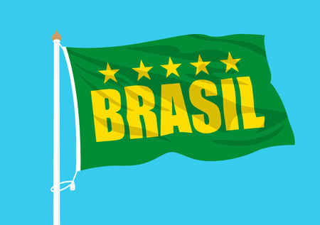 Brazil flag wavingのイラスト素材