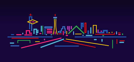 Las Vegas neon sign skylineのイラスト素材