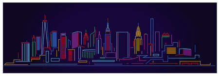 New York City neon sign skyline
