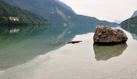 Lake molveno Trentinoの写真素材