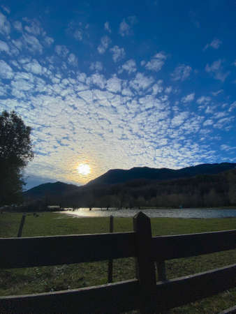 small ponds found on the side of the road in the mountainsの写真素材