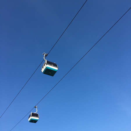 Cable ferry cars are one of the touristic activities in the Expo98, Lisbon.のeditorial素材