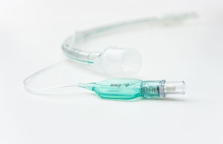 endotracheal tube on a white backgroundの写真素材