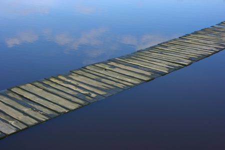 A path across the flooded dunesの写真素材