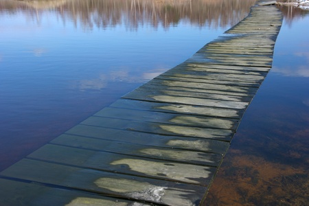 A path across the flooded dunesの写真素材