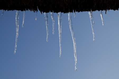 Icicle hanging from the roof