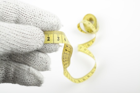 measuring tape isolated on white backgroundの写真素材