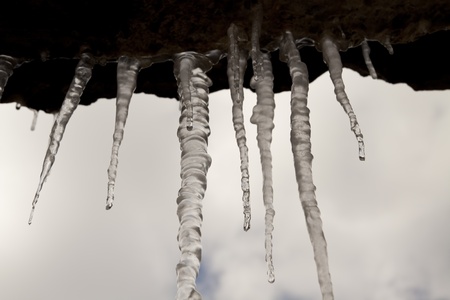 Icicle hanging from the bottom of the bridge
