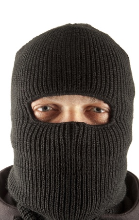 Man in mask on white backgroundの写真素材