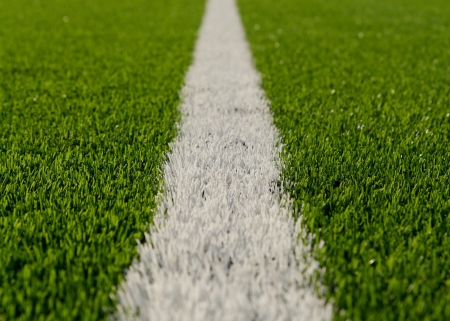 Lines on soccer field green grassの写真素材