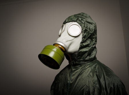 Man wearing a gas mask on his face
