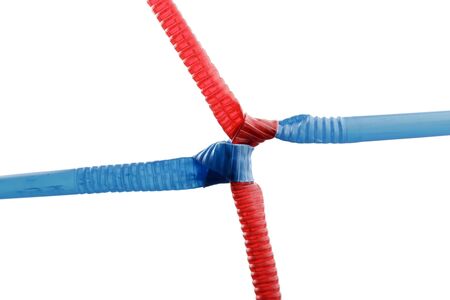 Plastic straws isolated on white background.の写真素材