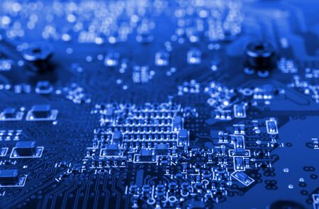 Graphic card. Part of red graphic card as background. Technology and Electronics Industry. Macro.